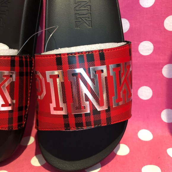 NWT VS PINK plaid Slides - Picture 3 of 4